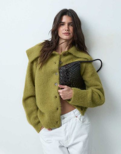 ASOS DESIGN ASOS DESIGN waisted collared cardigan in olive-Green