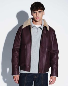 ASOS DESIGN ASOS DESIGN washed burgundy aviator jacket-RED