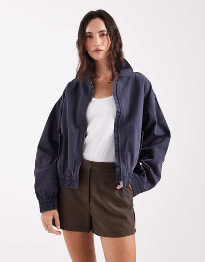 ASOS DESIGN ASOS DESIGN washed cotton bomber jacket in navy