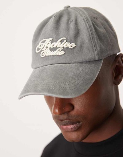ASOS DESIGN ASOS DESIGN washed gray cap with embroidery