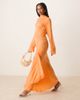 ASOS DESIGN ASOS DESIGN washed satin cowl neck maxi dress with lace details in orange - 1