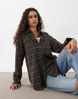 ASOS DESIGN ASOS DESIGN washed shirt in brown plaid
