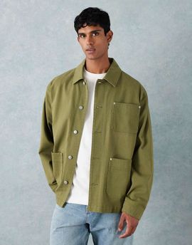 ASOS DESIGN ASOS DESIGN washed twill worker jacket in khaki-Green