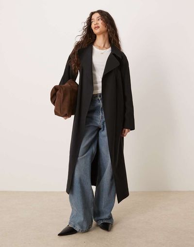 ASOS DESIGN ASOS DESIGN waterfall collar trench coat in black