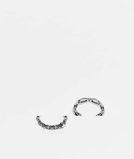 ASOS DESIGN ASOS DESIGN waterproof stainless 2 pack chain and cross ring in burnished silver