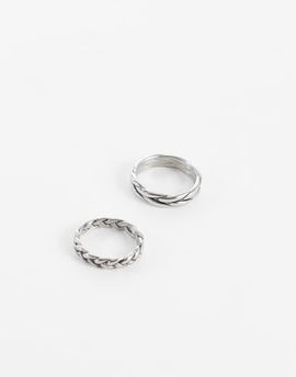 ASOS DESIGN ASOS DESIGN waterproof stainless steel 2 pack braided rings in silver tone