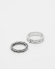ASOS DESIGN ASOS DESIGN waterproof stainless steel 2 pack chain and plaited band rings in silver - 1