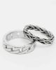 ASOS DESIGN ASOS DESIGN waterproof stainless steel 2 pack chain and plaited band rings in silver - 2