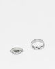 ASOS DESIGN ASOS DESIGN waterproof stainless steel 2 pack engraved criss-cross band ring set in silver - 1