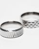 ASOS DESIGN ASOS DESIGN waterproof stainless steel 2 pack groove and faceted band ring set in silver - 3