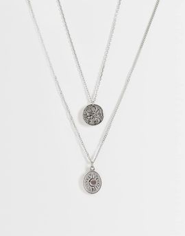 ASOS DESIGN ASOS DESIGN waterproof stainless steel 2 pack lion and sun pendant necklace in silver