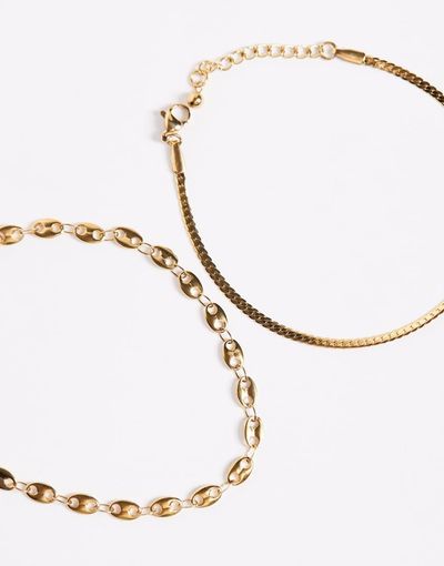 ASOS DESIGN ASOS DESIGN waterproof stainless steel 2 pack marina bracelet in gold