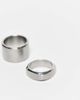 ASOS DESIGN ASOS DESIGN waterproof stainless steel 2 pack mixed band rings in brushed silver - 3