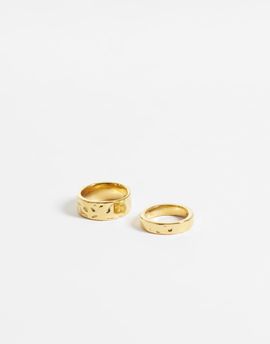 ASOS DESIGN ASOS DESIGN waterproof stainless steel 2 pack molten ring in gold