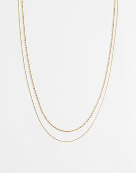 ASOS DESIGN ASOS DESIGN waterproof stainless steel 2 pack skinny chain necklaces in gold tone