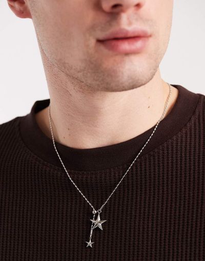 ASOS DESIGN ASOS DESIGN waterproof stainless steel adjustable star pendant necklace in silver