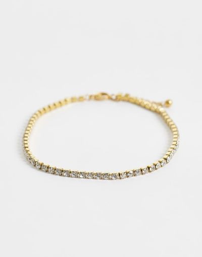 ASOS DESIGN ASOS DESIGN waterproof stainless steel anklet with crystal cupchain design in gold tone
