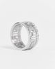 ASOS DESIGN ASOS DESIGN waterproof stainless steel band ring with greek wave cut out design in silver tone - 2