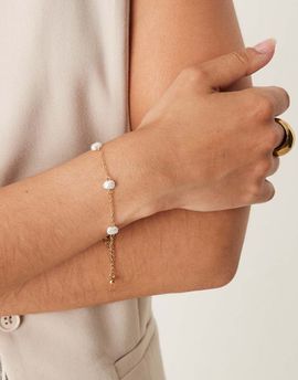 ASOS DESIGN ASOS DESIGN waterproof stainless steel chain bracelet with small faux pearls in gold tone