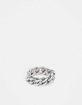 ASOS DESIGN ASOS DESIGN waterproof stainless steel chunky chain link band ring in silver