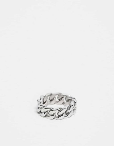 ASOS DESIGN ASOS DESIGN waterproof stainless steel chunky chain link band ring in silver