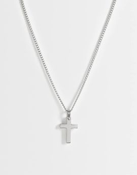 ASOS DESIGN ASOS DESIGN waterproof stainless steel cross pendant necklace in silver-Black