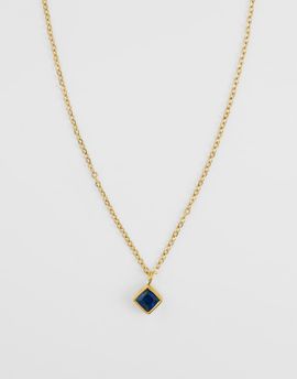 ASOS DESIGN ASOS DESIGN waterproof stainless steel cubic zirconia sapphire pendant necklace in gold