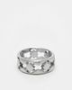 ASOS DESIGN ASOS DESIGN waterproof stainless steel cut out pattern band ring in brushed silver - 1