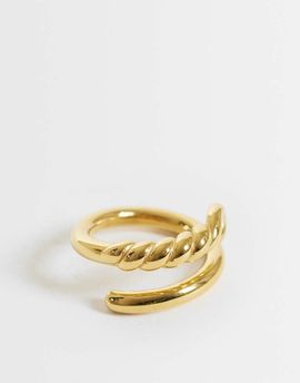 ASOS DESIGN ASOS DESIGN waterproof stainless steel double row twisted ring in gold