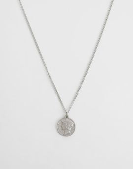 ASOS DESIGN ASOS DESIGN waterproof stainless steel double sided coin pendant necklace in silver