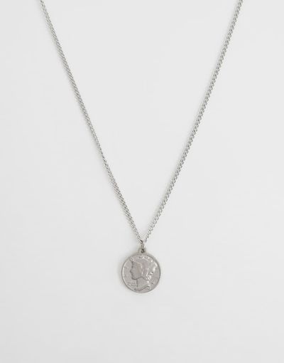 ASOS DESIGN ASOS DESIGN waterproof stainless steel double sided coin pendant necklace in silver