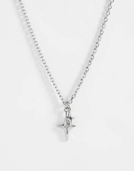 ASOS DESIGN ASOS DESIGN waterproof stainless steel double star pendant necklace in silver tone