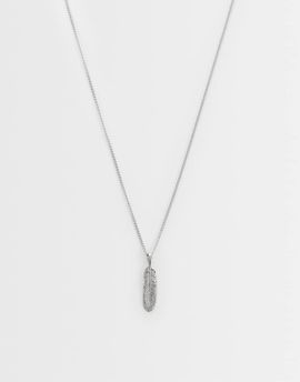 ASOS DESIGN ASOS DESIGN waterproof stainless steel feather pendant necklace in silver