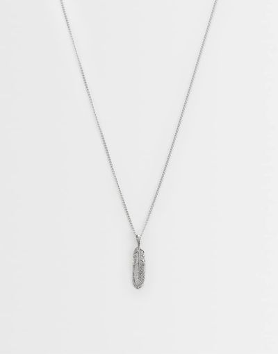 ASOS DESIGN ASOS DESIGN waterproof stainless steel feather pendant necklace in silver