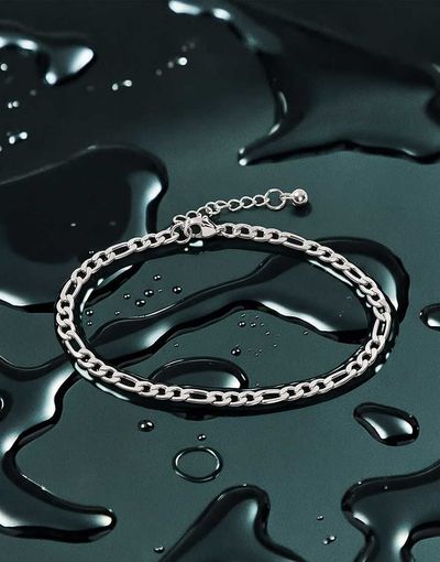 ASOS DESIGN ASOS DESIGN waterproof stainless steel figaro chain bracelet in silver
