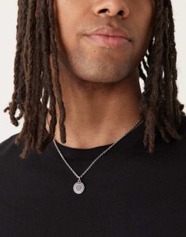 ASOS DESIGN ASOS DESIGN waterproof stainless steel greek wave pendant with semi-precious black agate s in silver