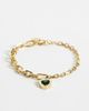 ASOS DESIGN ASOS DESIGN waterproof stainless steel green stone pendant bracelet in gold - 1