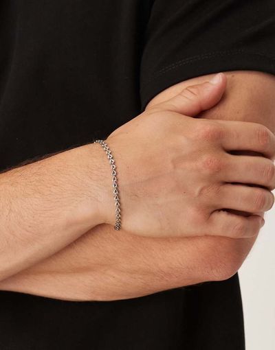 ASOS DESIGN ASOS DESIGN waterproof stainless steel heart link bracelet in silver tone