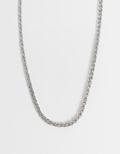 ASOS DESIGN ASOS DESIGN waterproof stainless steel link rope chain necklace in silver