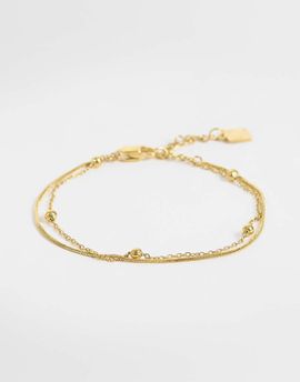 ASOS DESIGN ASOS DESIGN waterproof stainless steel multi-row bracelet with double chain in gold tone