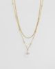 ASOS DESIGN ASOS DESIGN waterproof stainless steel multi-row necklace with faux pearl pendant in gold tone - 1