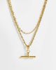 ASOS DESIGN ASOS DESIGN waterproof stainless steel muti-row necklace with tbar in gold tone - 1