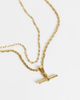 ASOS DESIGN ASOS DESIGN waterproof stainless steel muti-row necklace with tbar in gold tone - 3