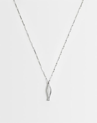ASOS DESIGN ASOS DESIGN waterproof stainless steel necklace with fish pendant in silver tone