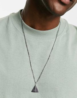 ASOS DESIGN ASOS DESIGN waterproof stainless steel necklace with pyramid pendant in silver tone