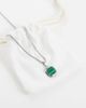 ASOS DESIGN ASOS DESIGN waterproof stainless steel necklace with square malachite pendant in silver - 4
