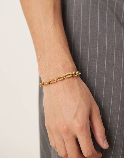 ASOS DESIGN ASOS DESIGN waterproof stainless steel oval link chain bracelet in gold