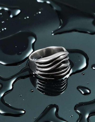 ASOS DESIGN ASOS DESIGN waterproof stainless steel ridge edges ring in brushed silver
