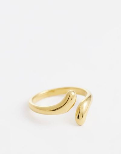 ASOS DESIGN ASOS DESIGN waterproof stainless steel ring with wrap-around design in gold tone