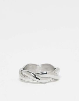 ASOS DESIGN ASOS DESIGN waterproof stainless steel rope band ring in silver tone
